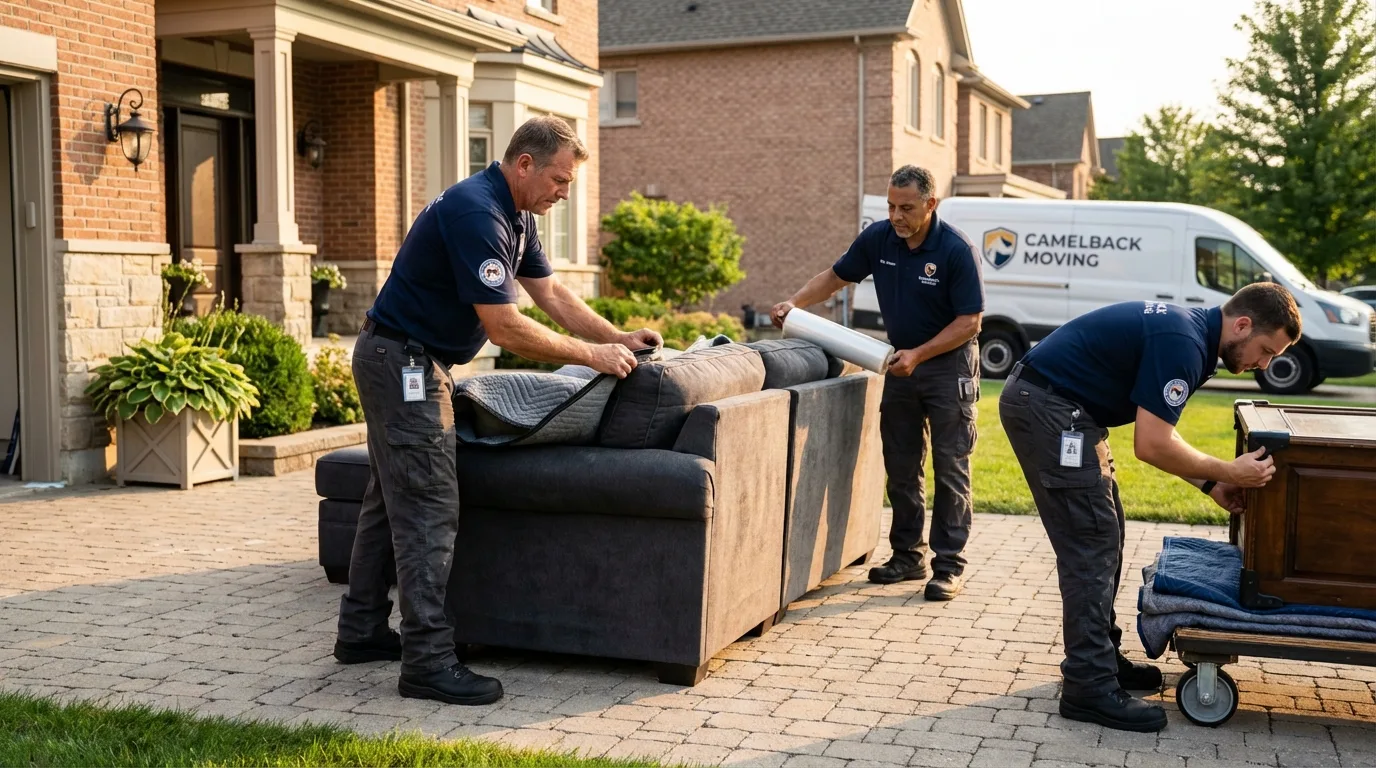 Large estate moving crew wrapping furniture in Blanding, UT