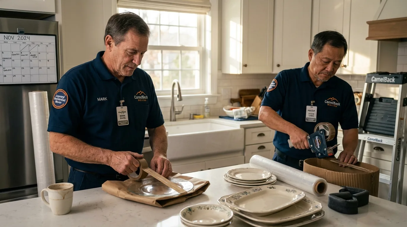 Professional crew packing kitchen dishware in Blanding, UT